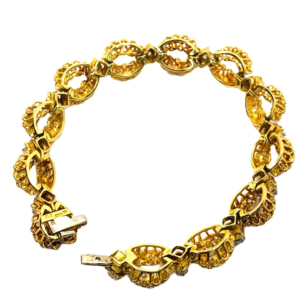 Estate Jewelry 18K Yellow Gold Fancy Bracelet with Diamonds