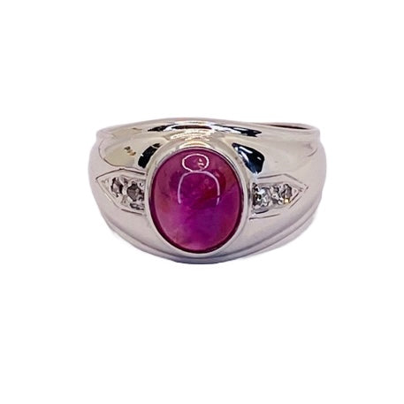 Estate Jewelry 14K White Gold Women's Purple Star Ruby Ring