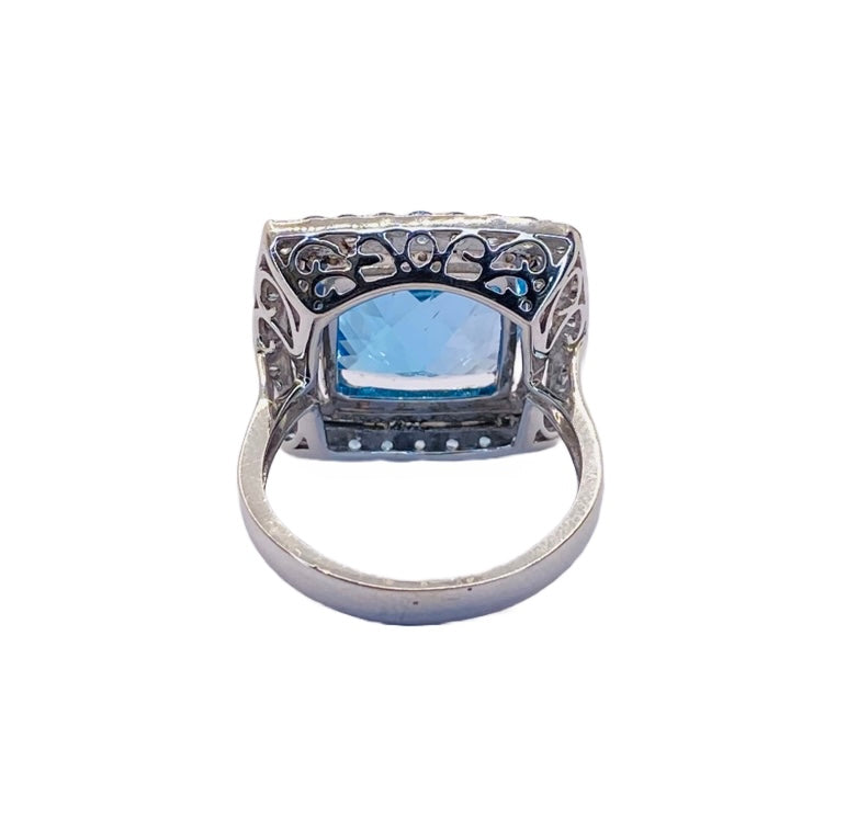 14K White Gold Blue Topaz Ring