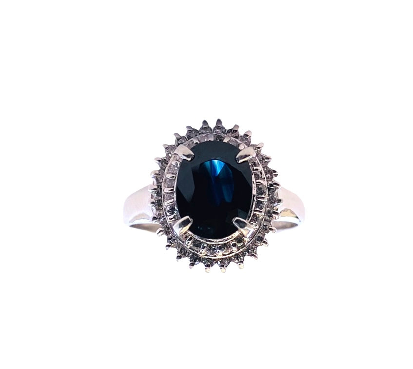 Platinum Dark Blue Sapphire Ring