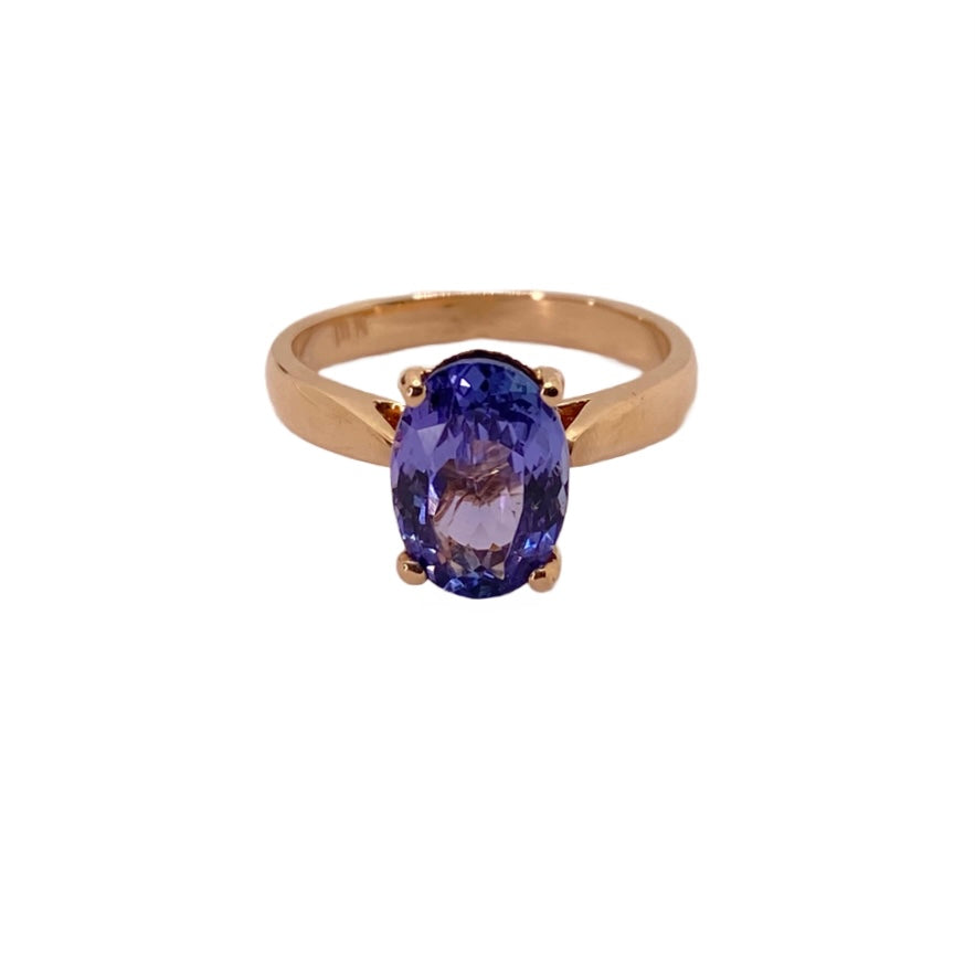 14K Rose Gold Womens Tanzanite Ring