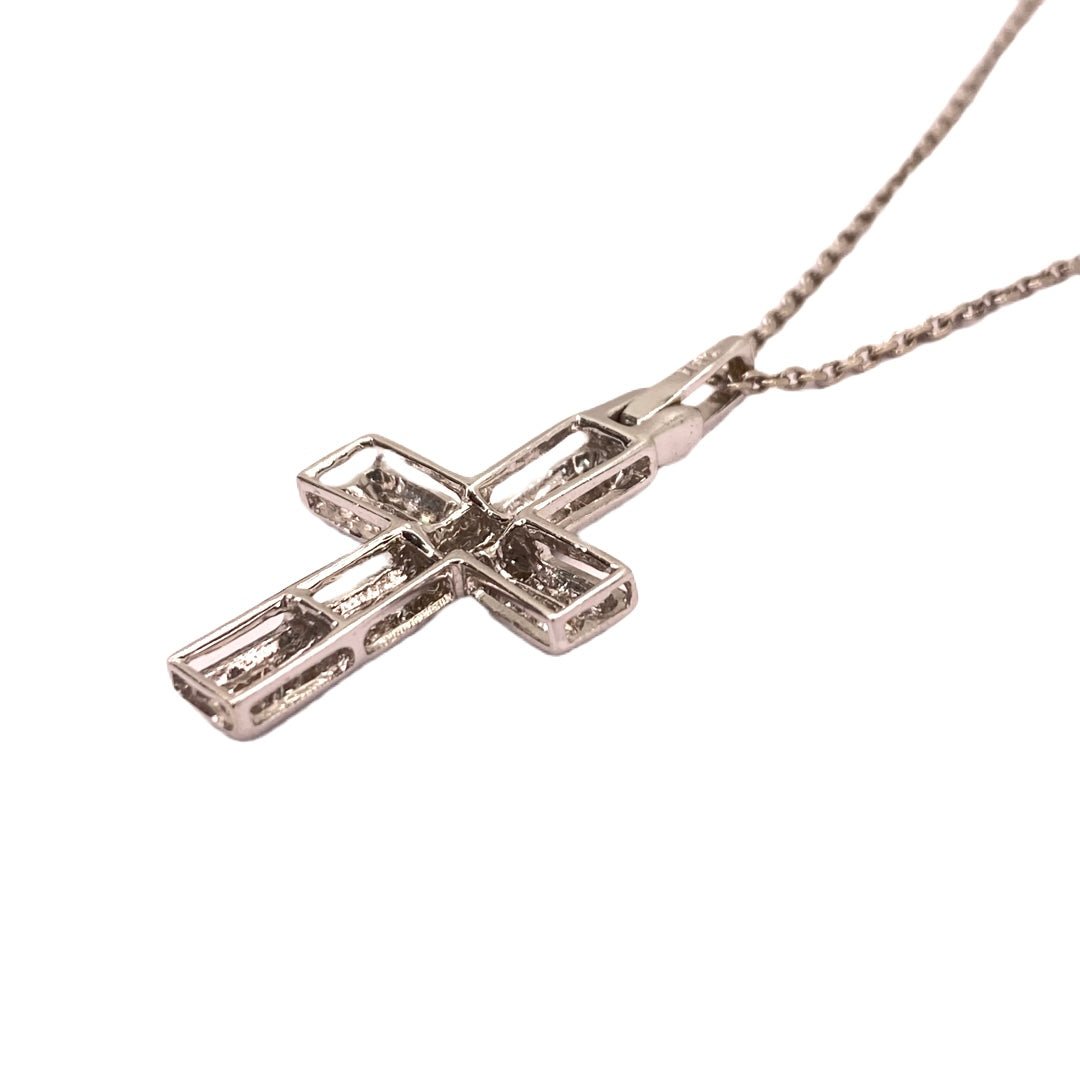 18K White Gold Diamond Pavè Cross Pendant