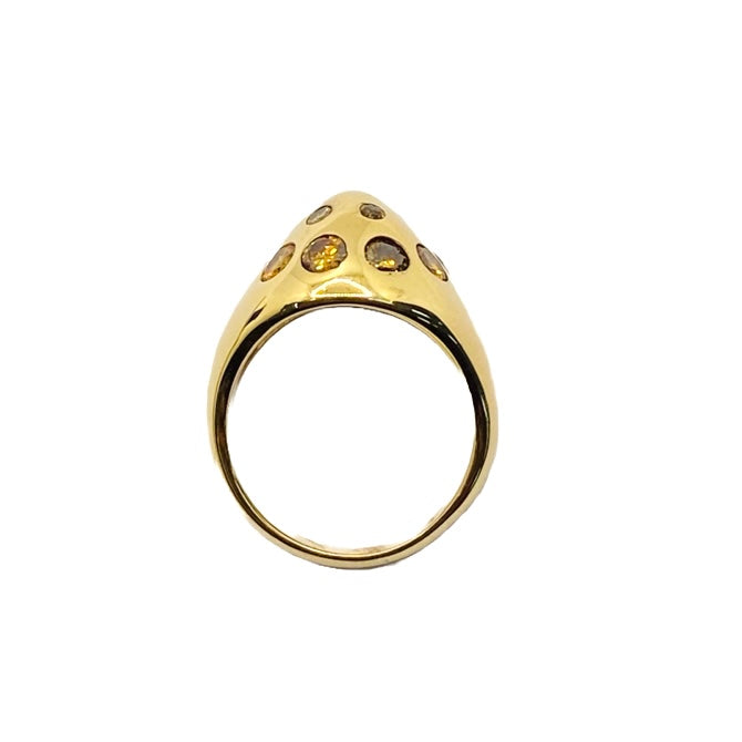 14K Yellow Gold Multi-Colored Diamond Ring