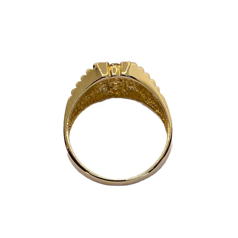 14K Yellow Gold Mens Diamond Ring