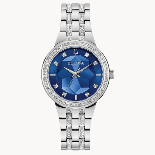 Bulova Phantom Women's Silver Blue Dial Crystal 96L276