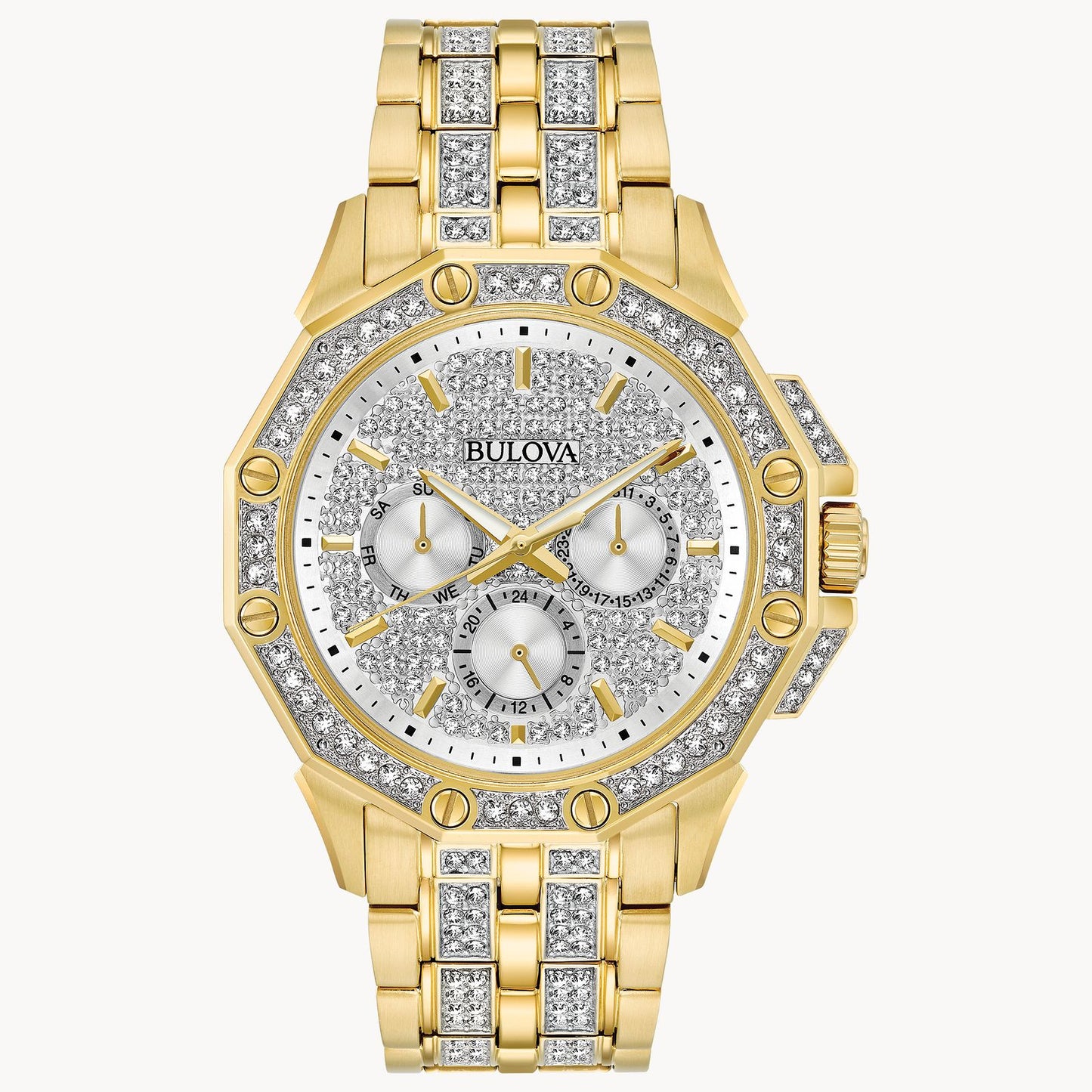 Bulova Octava Men's Pavè Gold Dial Crystal 98C126