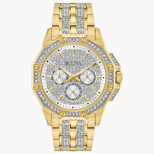 Bulova Octava Men's Pavè Gold Dial Crystal 98C126