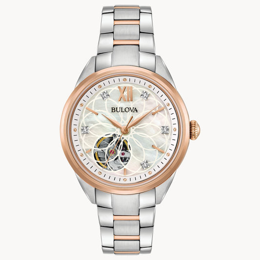 Bulova Sutton Classic Collection in Steel and Rose Gold Tone 98P170