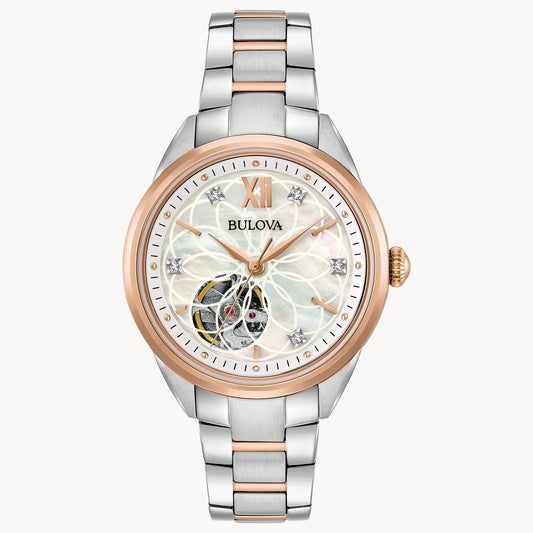 Bulova Sutton Automatic Classic Collection in Steel and Rose Gold Tone 98P170