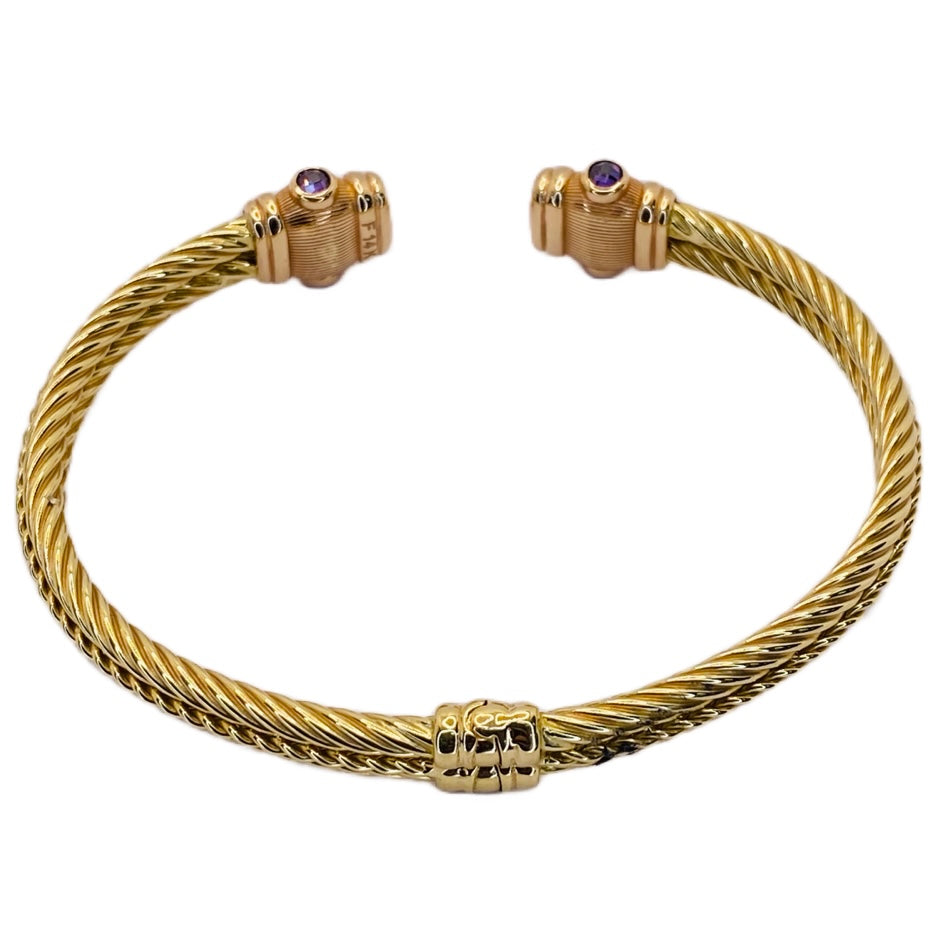 14K Yellow Gold Twisted Rope Bangle Bracelet