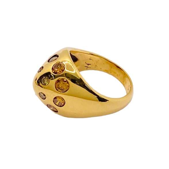 14K Yellow Gold Multi-Colored Diamond Ring