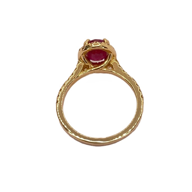 14K Yellow Gold Ruby and Diamond Ring