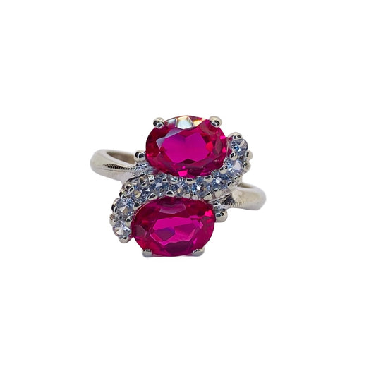 Estate Jewelry 14K White Gold Lab Created Ruby Ring