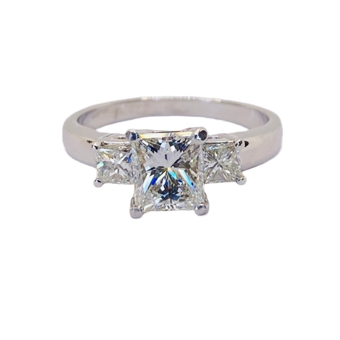 Platinum 3-Stone Princess Cut Diamond Ring