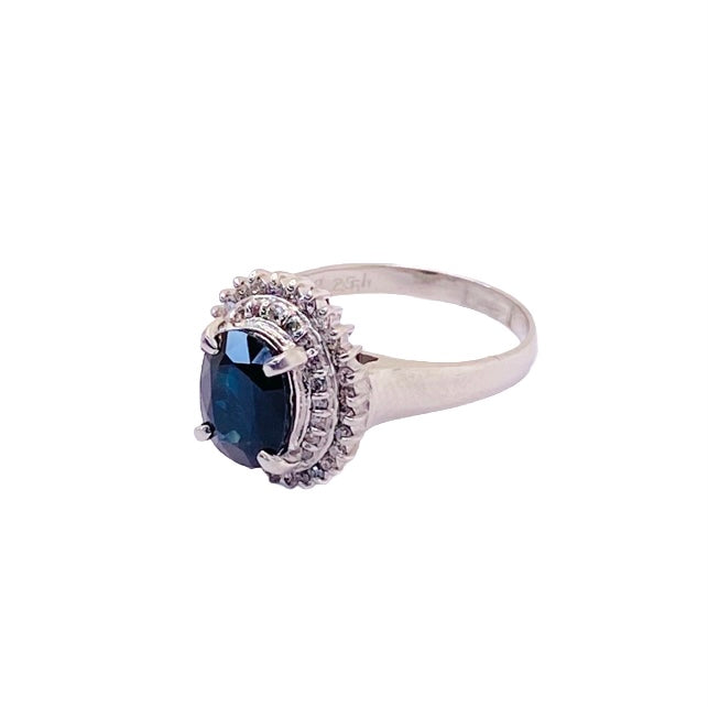 Platinum Dark Blue Sapphire Ring