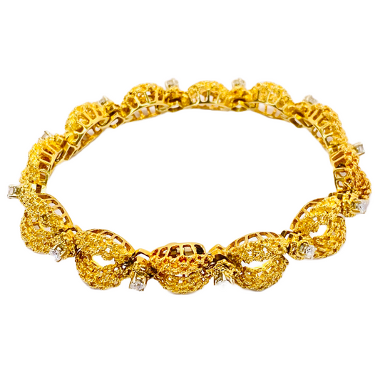 Estate Jewelry 18K Yellow Gold Fancy Bracelet with Diamonds