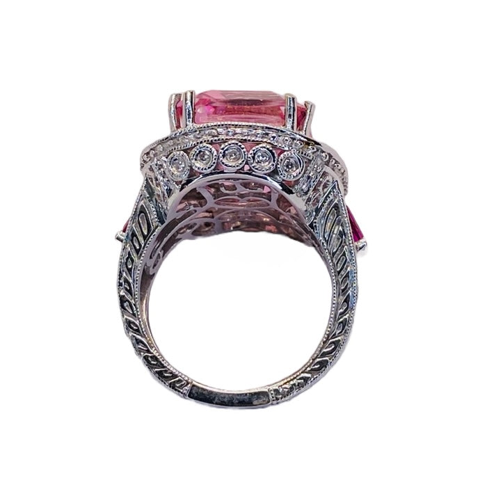 14K White Gold Pink Topaz Cocktail Ring