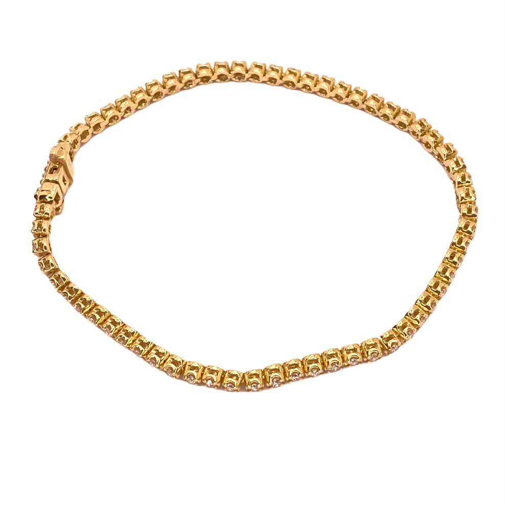 14K Yellow Gold Diamond Tennis Bracelet