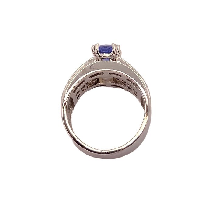 Estate Jewelry 18K White Gold Blue Sapphire Ring