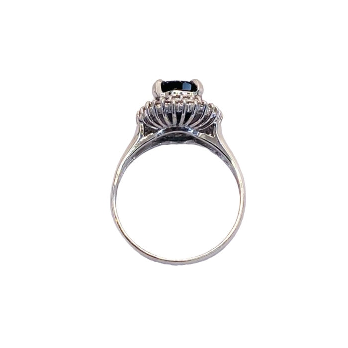 Platinum Dark Blue Sapphire Ring