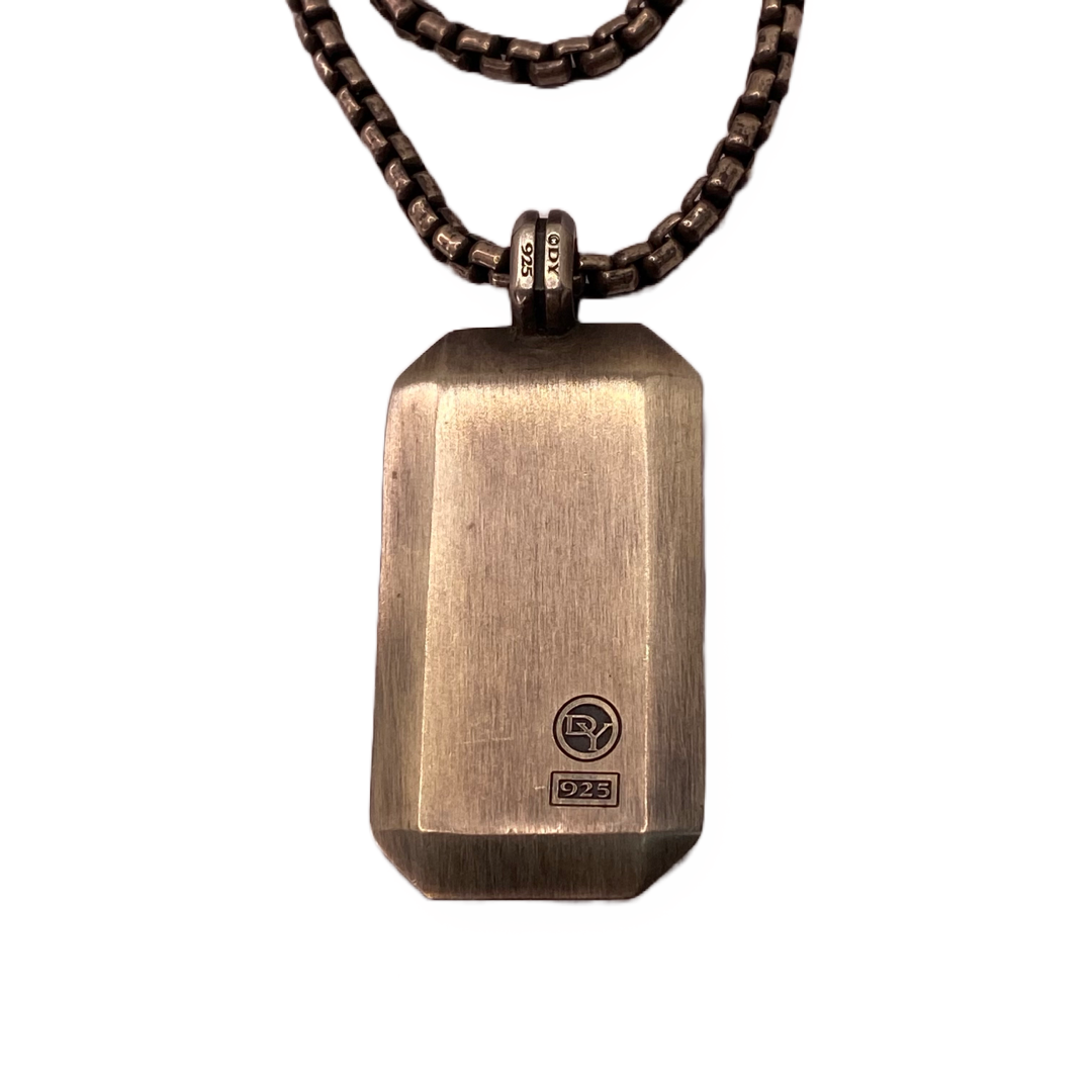 David Yurman 925 Silver Mens Chain and Dog Tag Pendant Necklace