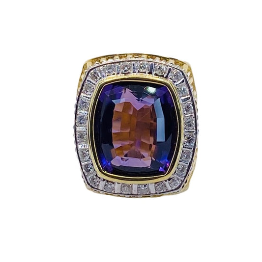 14K Yellow Gold Amethyst Ring