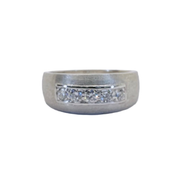 14K White Gold Diamond Mens Ring