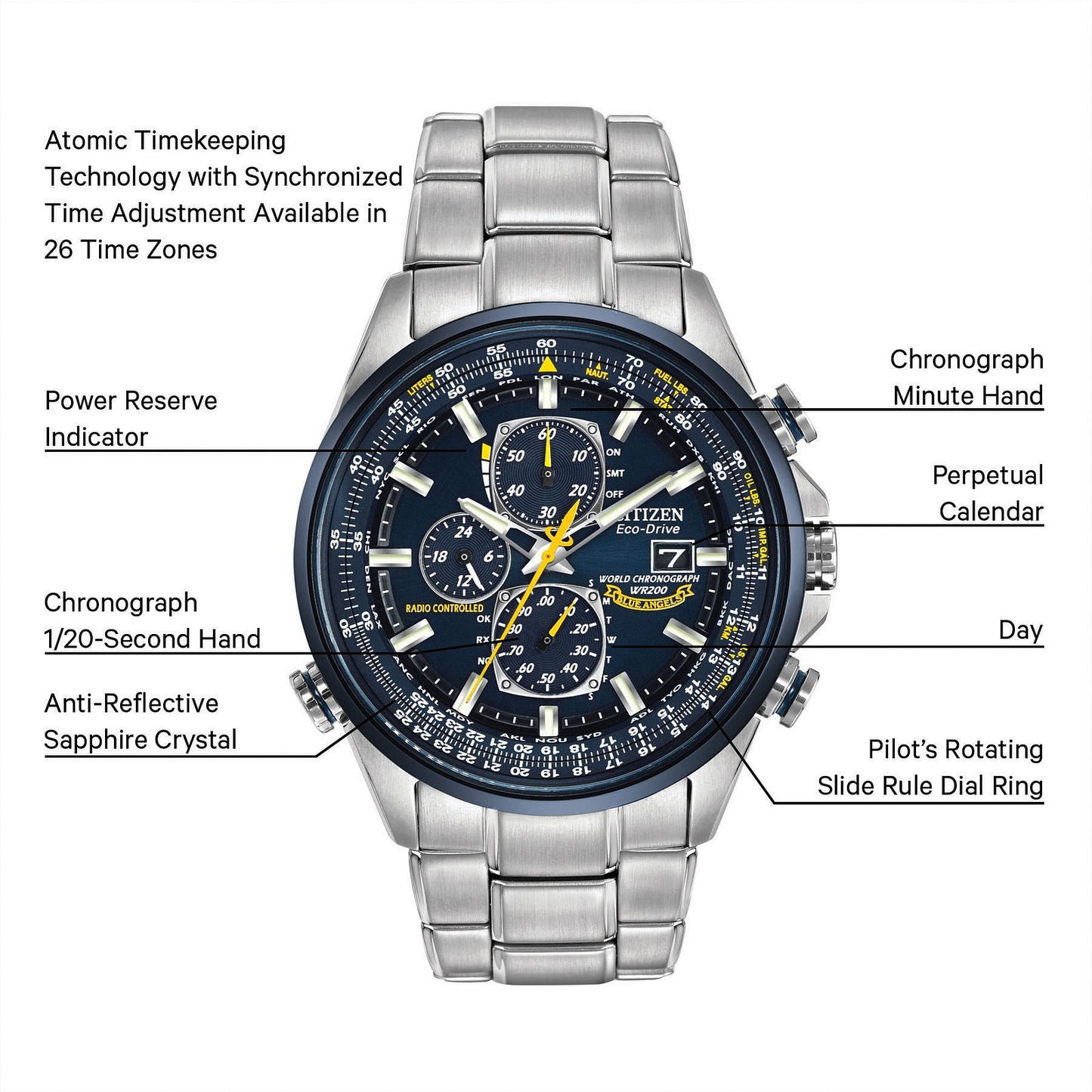 CITIZEN Blue Angels World Chronograph A-T  ATOMIC TIMEKEEPING AT8020-54L