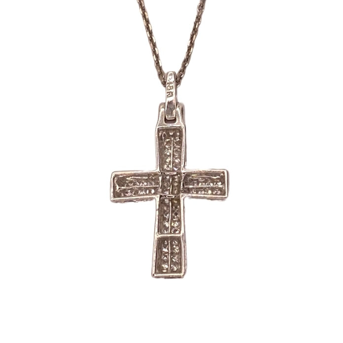 18K White Gold Diamond Pavè Cross Pendant