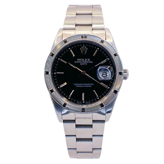 Rolex Oyster Date 34mm Black Dial 15210