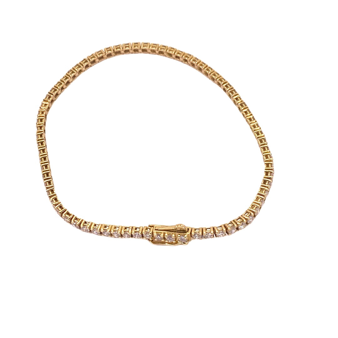 14K Yellow Gold Diamond Tennis Bracelet