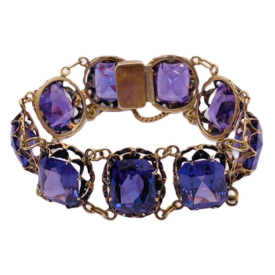 Estate Jewelry 14K Yellow Gold Synthetic Alexandrite Bracelet