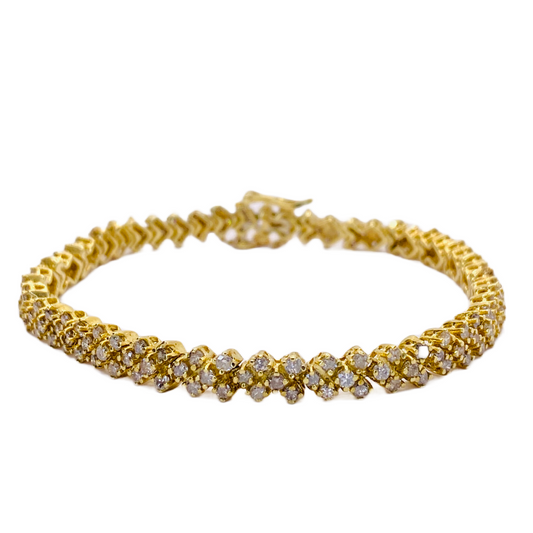 Estate Jewelry 14K Yellow Gold Diamond Tennis Bracelet