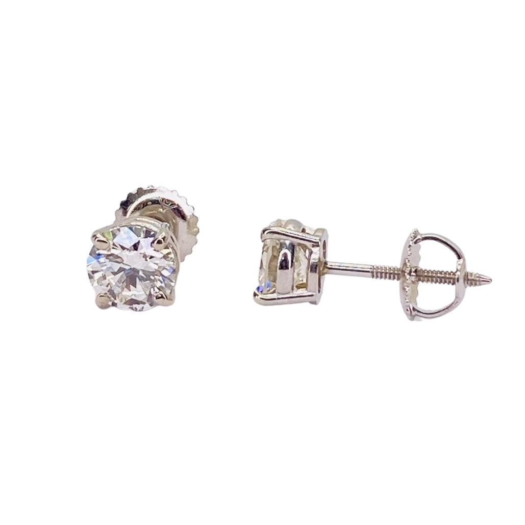 18K White Gold Diamond Stud Earrings