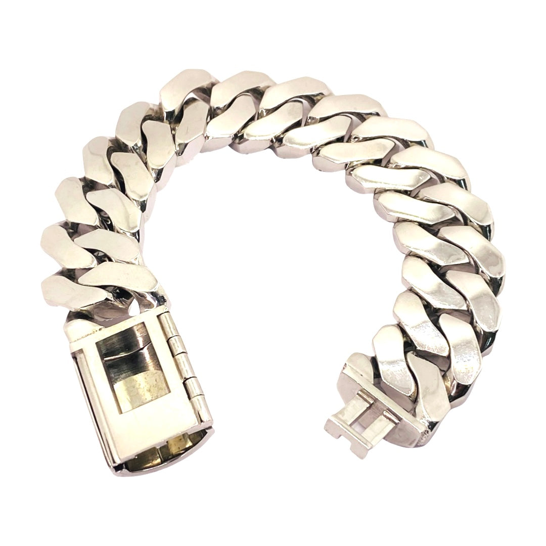 14K White Gold Mens Diamond Bracelet