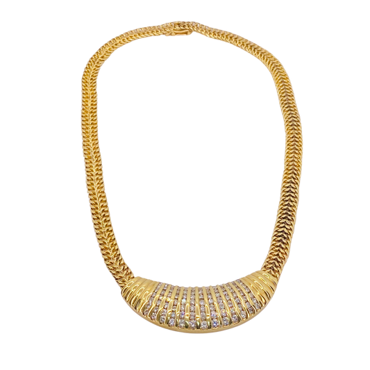 Estate Jewelry 14K Yellow Gold Diamond Cocktail Necklace