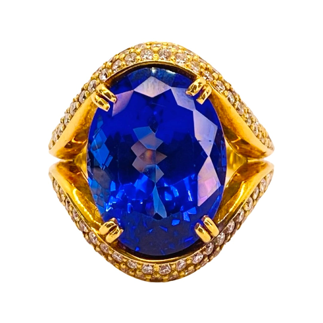 Estate Jewelry 18K Yellow Gold Tanzanite Ring