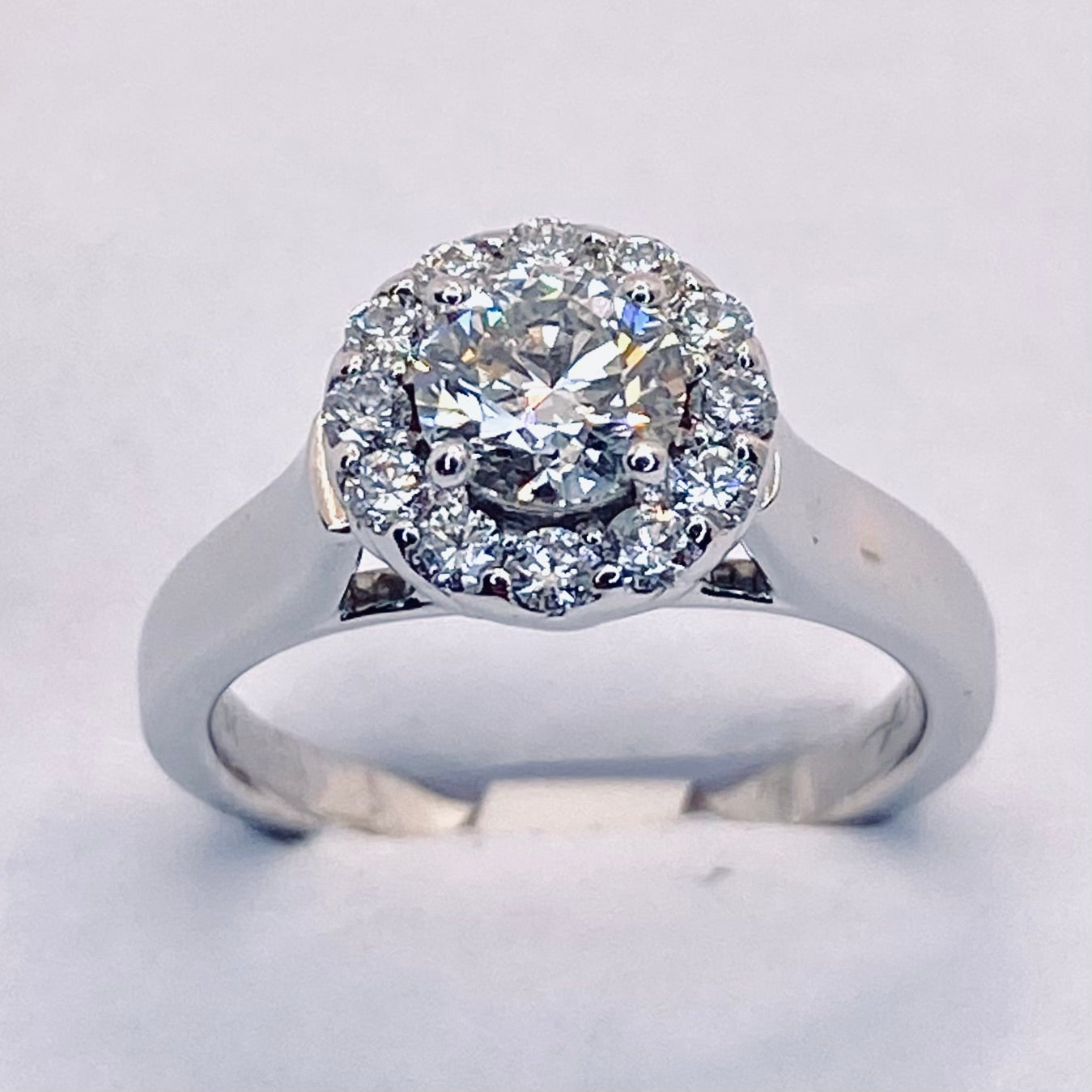 18K White Gold Diamond Halo Ring