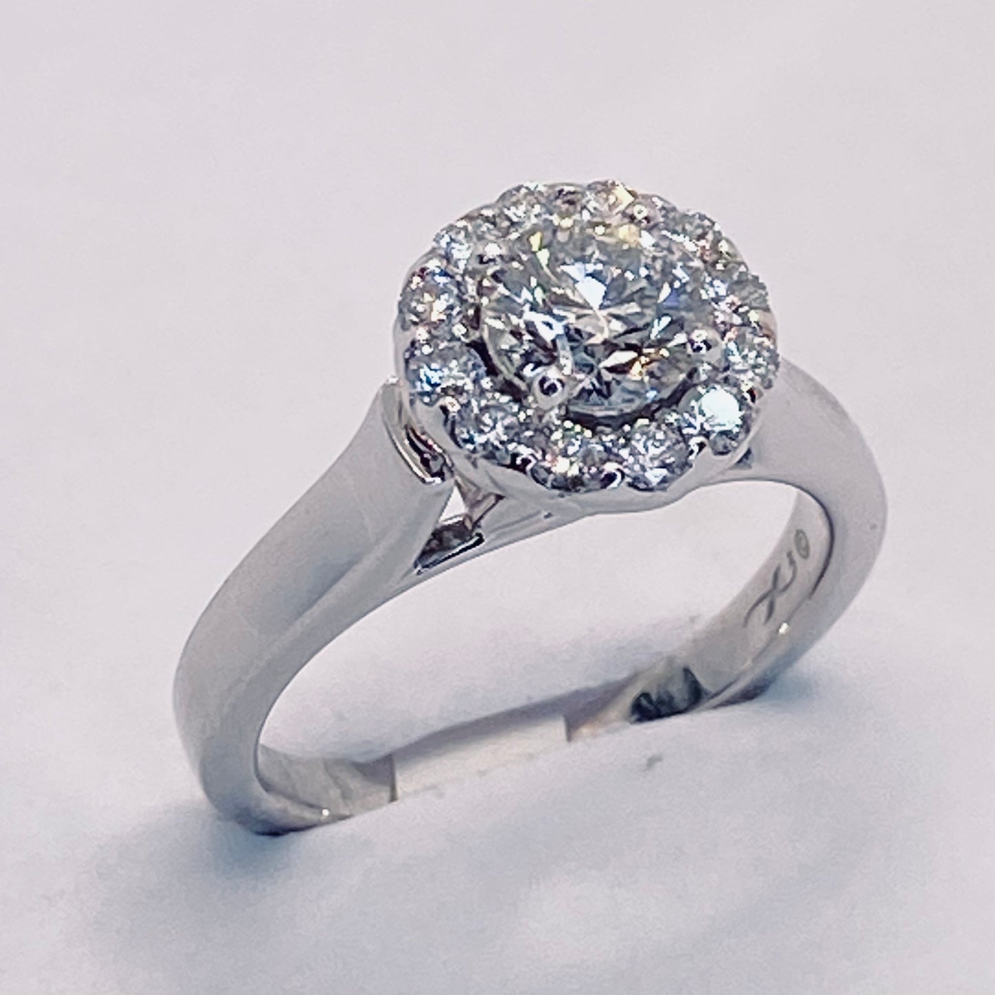 18K White Gold Diamond Halo Ring