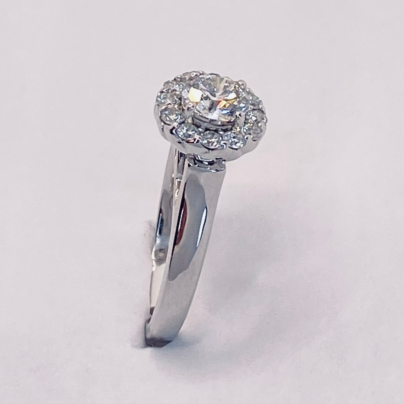 18K White Gold Diamond Halo Ring