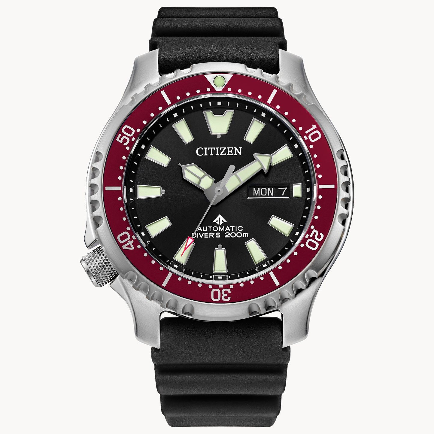 Citizen Promaster Dive Automatic Black Red Bezel Dial Polyurethane Strap NY0156-04E