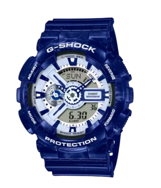 G-SHOCK Blue and White Ceramic Analog-Digital Watch GA110BWP-2A