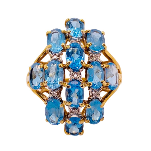 Estate Jewelry 14K Yellow Gold Blue Topaz Ring