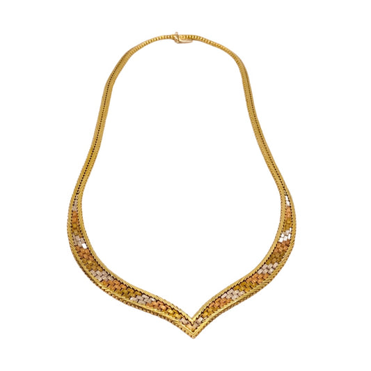 Estate Jewelry 14K Tri-color Gold Necklace