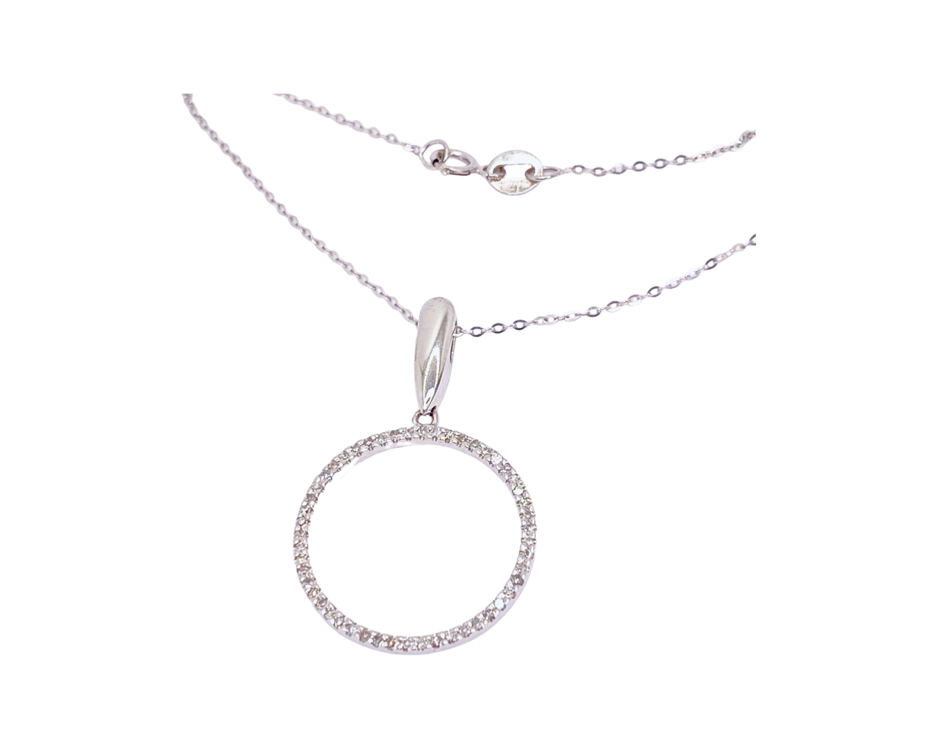 14K White Gold Circle Diamond Pendant