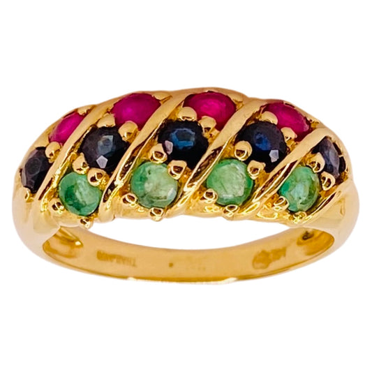 Estate Jewelry 14K Yellow Gold Multi Gemstone Ring