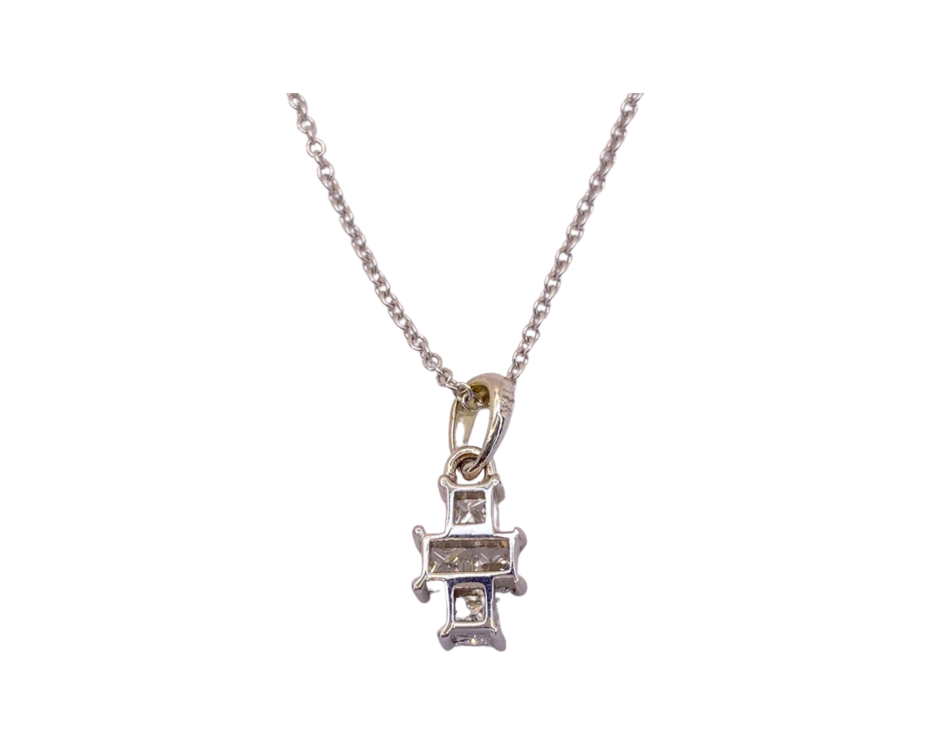 18K White Gold Micro Cross Diamond Pendant