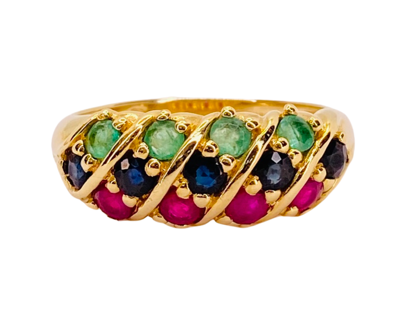 Estate Jewelry 14K Yellow Gold Multi Gemstone Ring