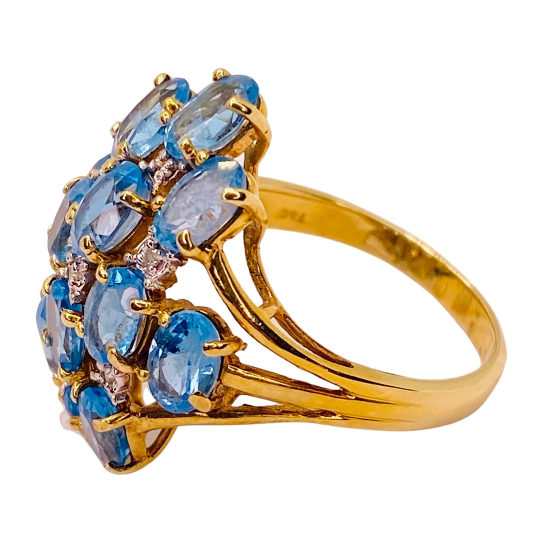 Estate Jewelry 14K Yellow Gold Blue Topaz Ring