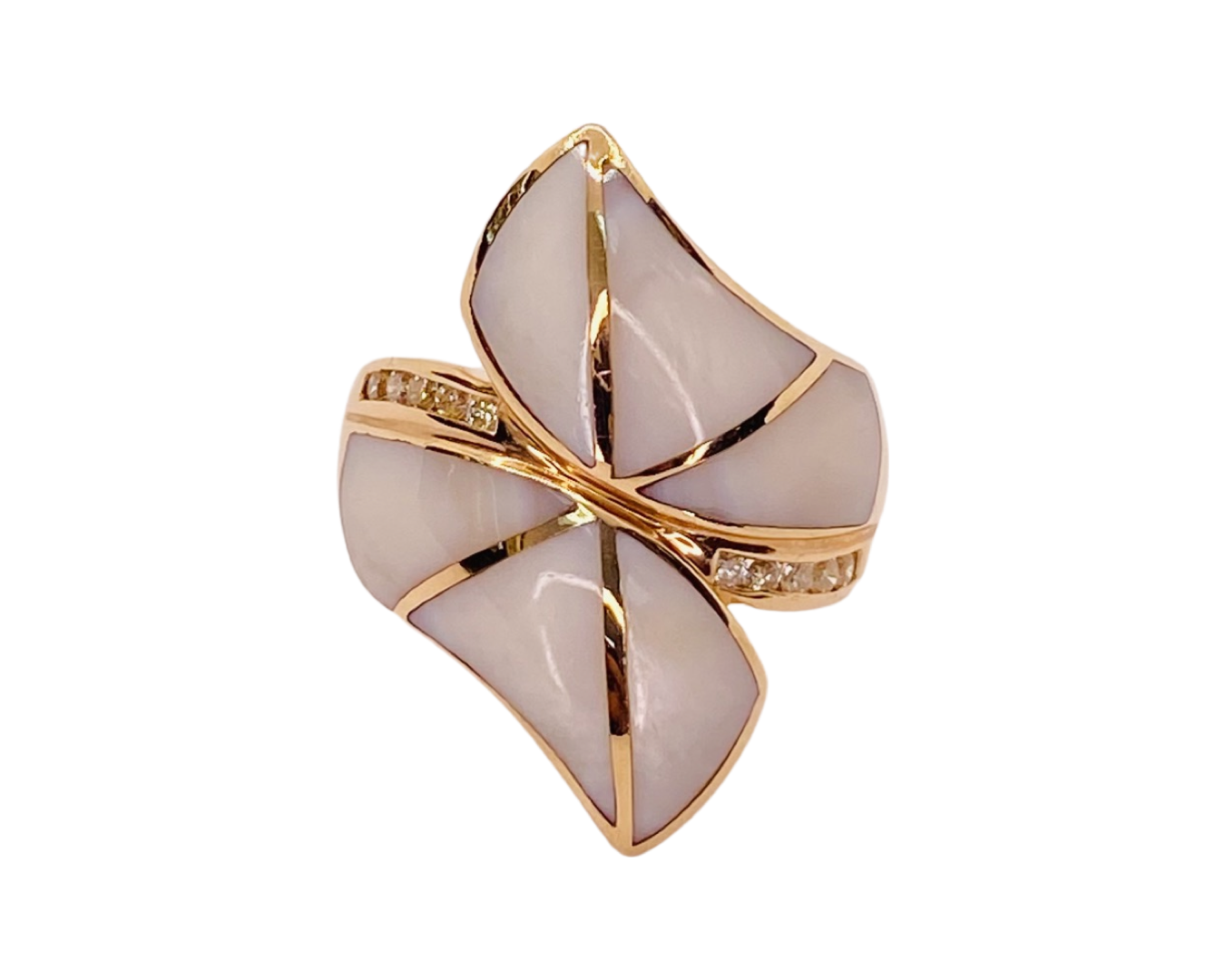 Estate Jewelry 14K Rose Gold Mother-of- Pearl Inlay Ring